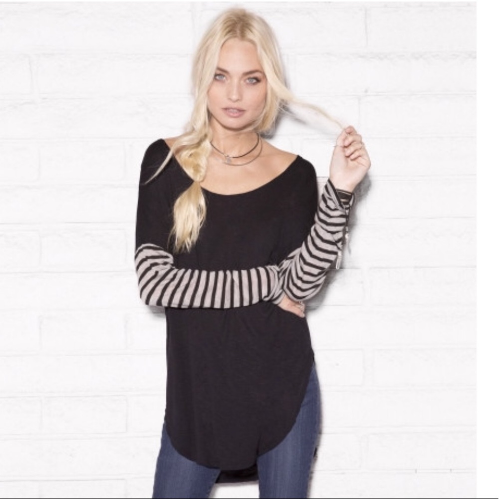 LF Emma & Sam black and gray stripe long sleeve